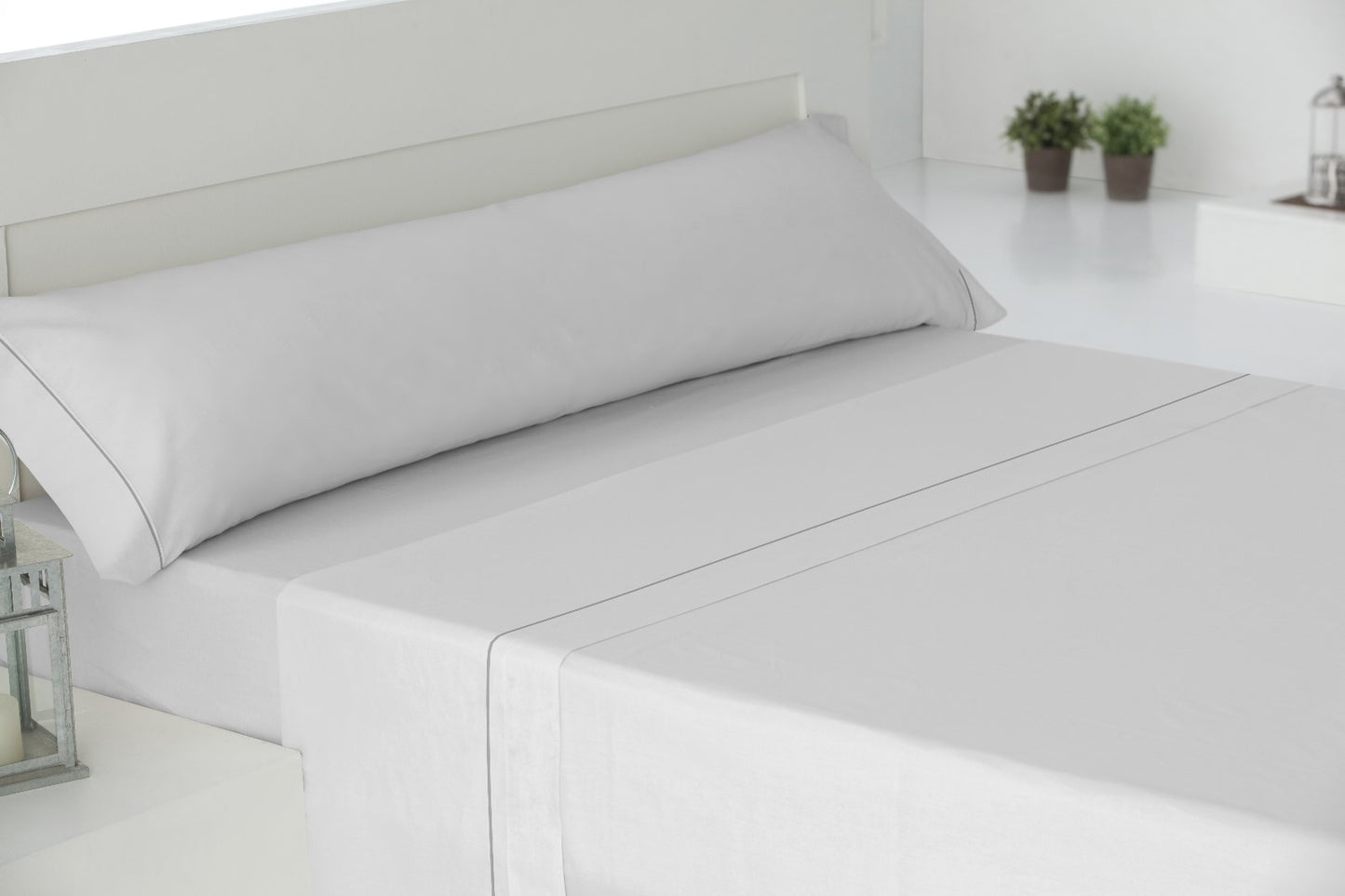 Juegos de Sábanas Verano PERCAL 200 HILOS, 100% Algodón (CISNE ROJO): BLANCO