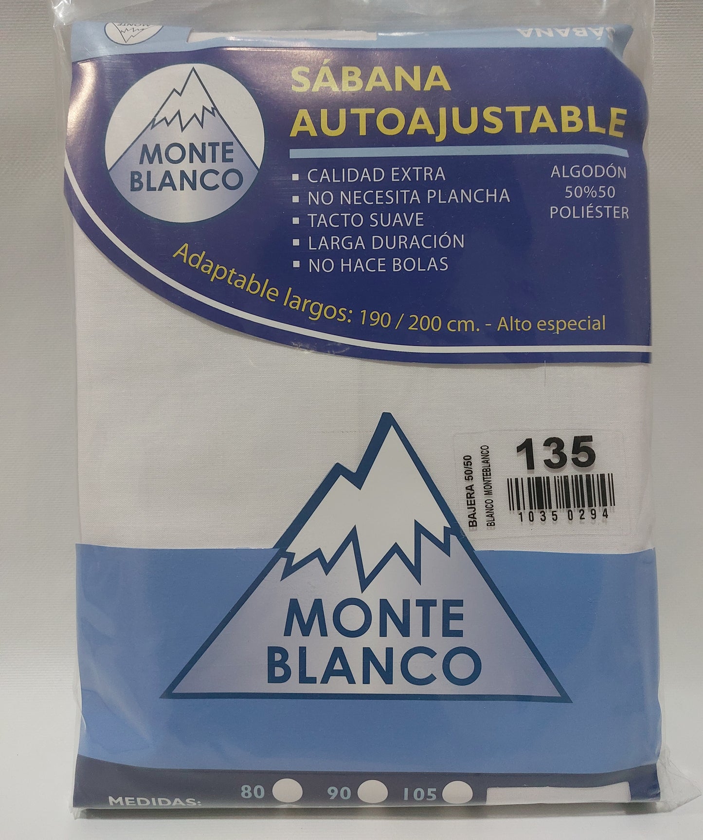 Sábana Auto Ajustable Colores: MONTE BLANCO